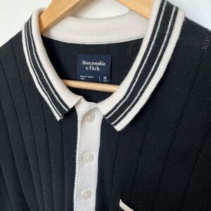 Abercrombie black sideline style sweater polo